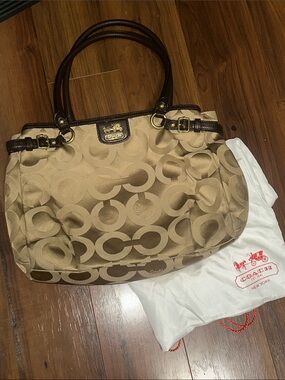 Coach Madison Op Art Kara Carry All Leather Trim vintage Y2K dust bag inc